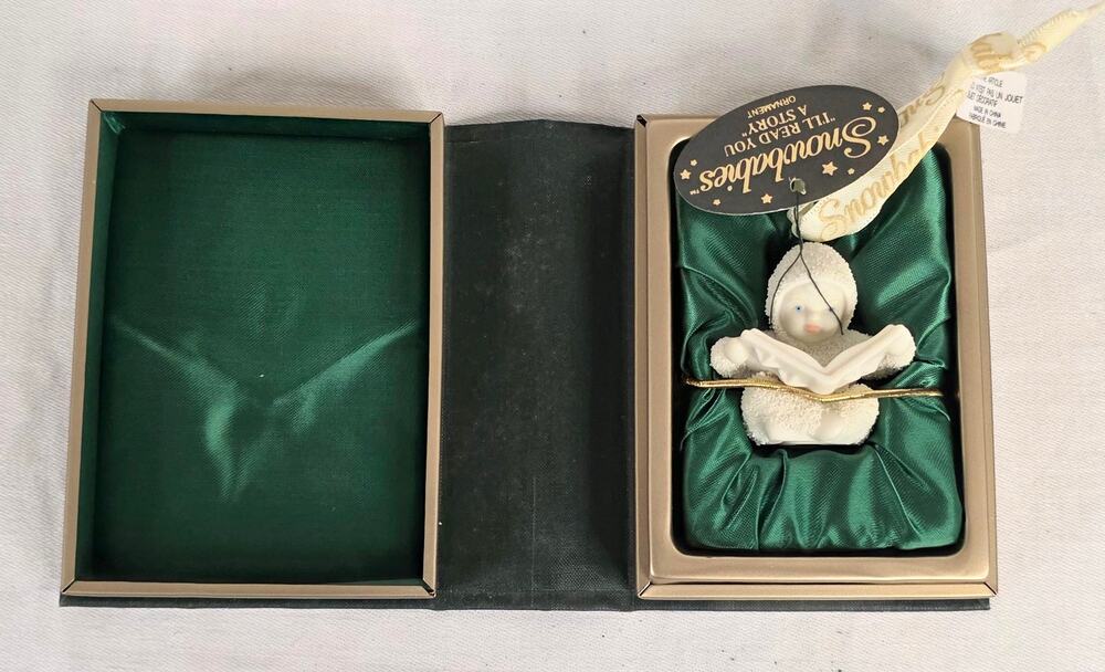 Vtg. Deptartment 56 Snowbabies "I'll Read You a Story" Ornament NOS NIB Winter